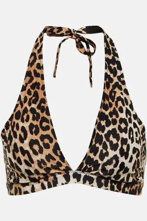 Ganni Leopard-print bikini top