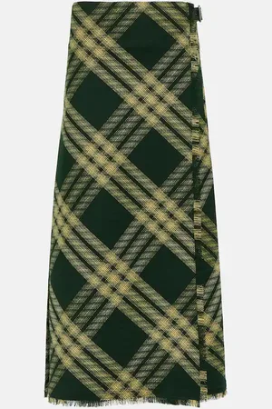 Burberry Checked high-rise wool midi skirt