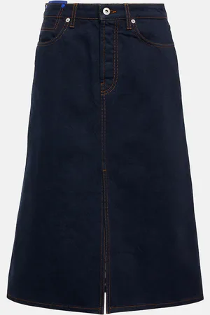 Burberry High-rise denim midi skirt