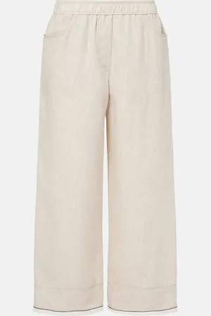 Brunello Cucinelli Linen cropped wide-leg pants