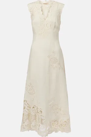 ULLA JOHNSON Olivette lace-trimmed linen maxi dress