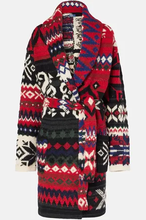 Ralph Lauren Intarsia and jacquard wool-blend wrap cardigan