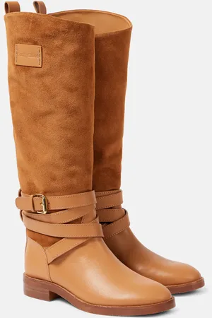 See by Chloé See By ChloÃ© Anim suede-trimmed leather knee-high boots