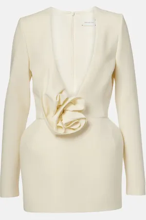 MAGDA BUTRYM Floral-appliquÃ© wool-blend minidress