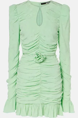 ROTATE Floral-appliquÃ© ruched minidress