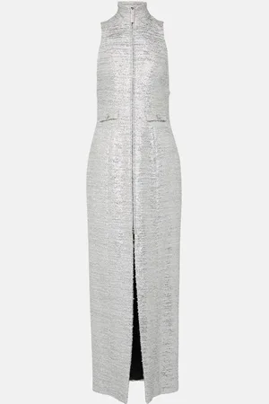 Alessandra Rich Front-slit lurexÂ® tweed midi dress