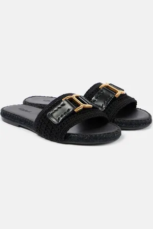 Chloé ChloÃ© Marcie leather-trimmed espadrille slides