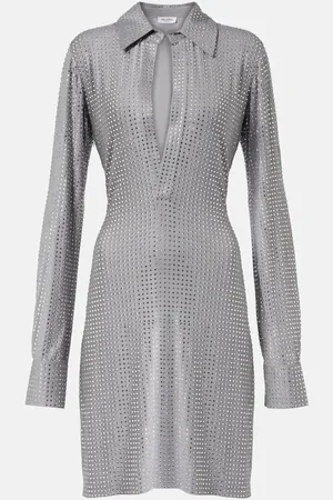 The Attico Crystal-embellished jersey shirt dress
