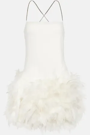 The Attico Fujiko feather-trimmed minidress