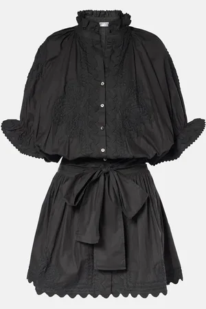 Juliet Dunn Embroidered cotton poplin minidress