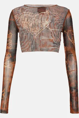 Jean Paul Gaultier X KNWLS printed mesh crop top