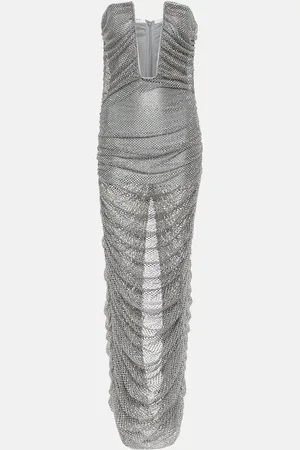 GIUSEPPE DI MORABITO Embellished bustier mesh gown