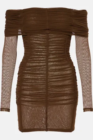 The Attico Ruched off-shoulder jersey minidress