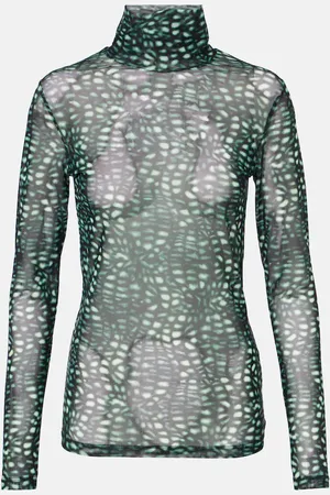 DRIES VAN NOTEN Sheer printed turtleneck top