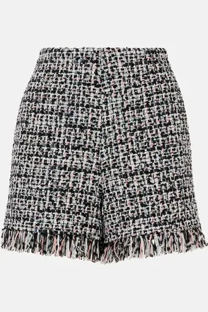 Self-Portrait Fringed high-rise bouclÃ© shorts