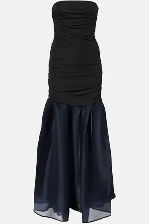 Staud Liya ruched jersey and organza gown