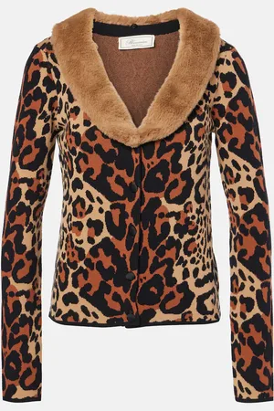 BLUMARINE Leopard-print jacquard cardigan