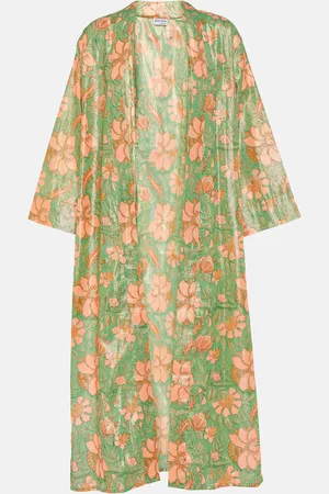Juliet Dunn Floral cotton-blend lamÃ© beach cover-up