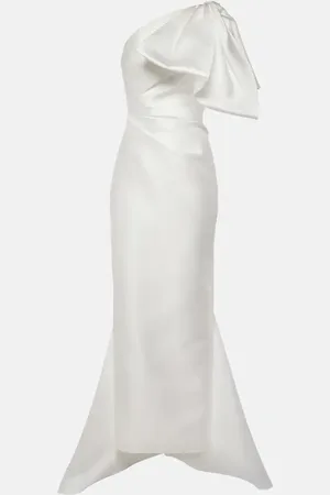 Solace Priya bow-detail draped satin gown