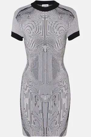 Jean Paul Gaultier Morphing Pinstripe jacquard jersey minidress