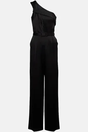 Max Mara Gioire belted one-shoulder satin jumpsuit