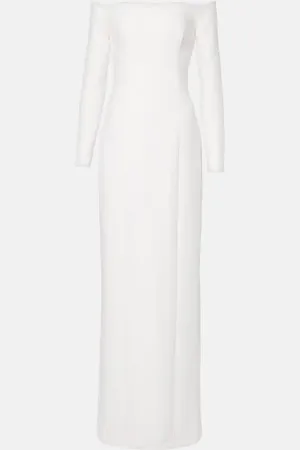 Safiyaa Bridal off-shoulder crÃªpe gown