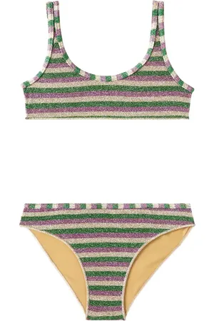 Oseree OsÃ©ree Kids Lolita striped lamÃ© bikini