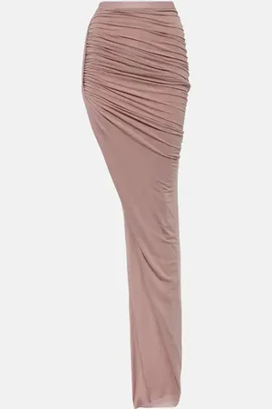 Rick Owens Asymmetric high-rise cupro-blend maxi skirt