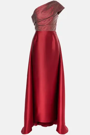 Solace Alba embellished draped satin gown