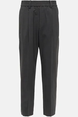 Brunello Cucinelli High-rise tapered wool-blend pants