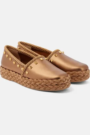 VALENTINO GARAVANI Rockstud metallic leather espadrilles