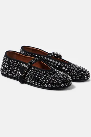 Alaïa AlaÃ¯a Crystal-embellished suede ballet flats