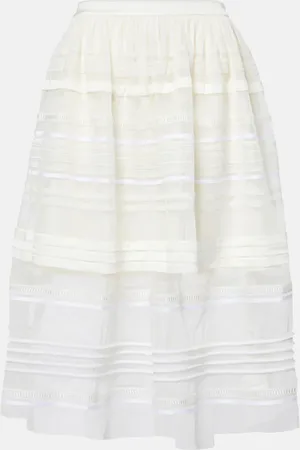 XU ZHI Gathered lace and tulle midi skirt