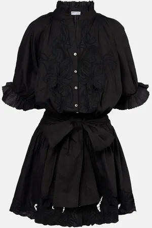 Juliet Dunn Embroidered cotton poplin minidress