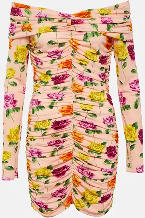 MAGDA BUTRYM Ruched off-shoulder floral minidress
