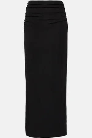 Velvet Hilton ruched jersey midi skirt