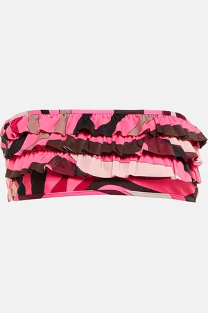 Puccini Marmo ruffled bandeau bikini top