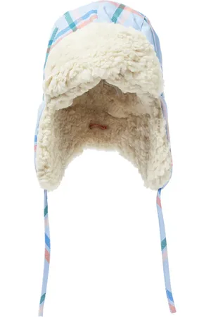 Tiny Cottons Checked faux-shearling-trimmed hat