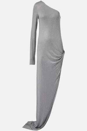 The Attico Crystal-embellished one-shoulder gown