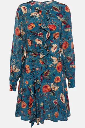 ULLA JOHNSON Salima ruffled floral silk minidress