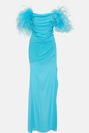 GIUSEPPE DI MORABITO Feather-trimmed georgette maxi dress