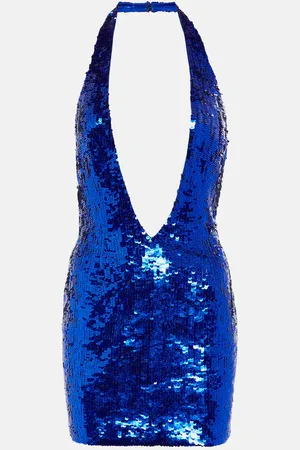 LAQUAN SMITH Embellished deep V-neck minidress