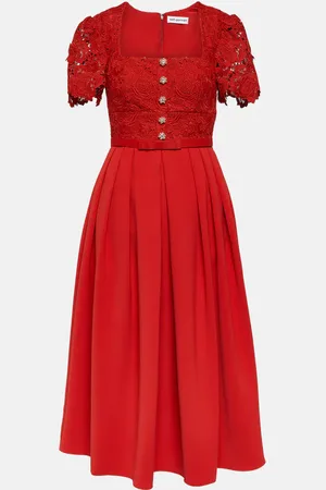 Self-Portrait Lace crÃªpe midi dress