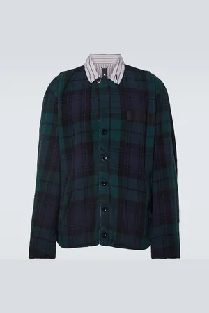 SACAI Pinstriped reversible wool jacket