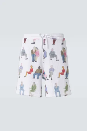 J.W.Anderson Printed waffle-knit cotton shorts