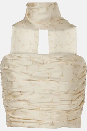 ROTATE Printed scarf-detail bandeau top