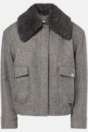 Stella McCartney Faux fur-trimmed wool-blend jacket