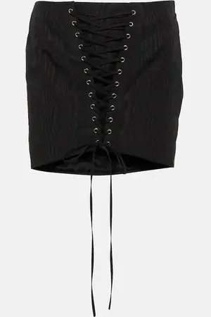 Alessandra Rich Lace-up cotton-blend miniskirt
