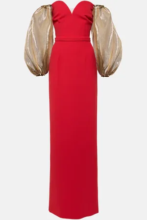 Safiyaa Auriel off-shoulder crÃªpe gown