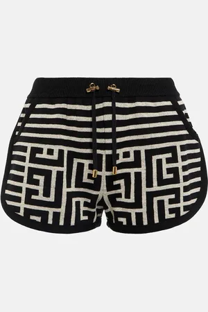 Balmain Monogram wool and linen-blend shorts